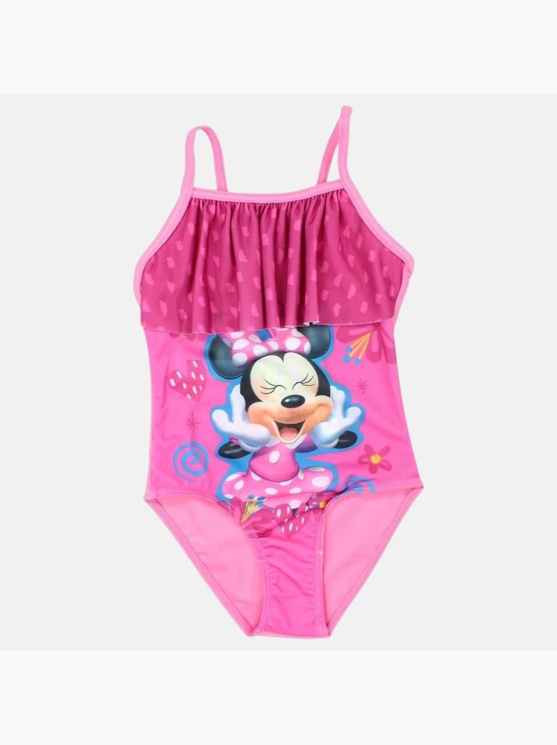 Disney - Fato de banho inteiro com folhos e estampa menina Rosa - Kiabi