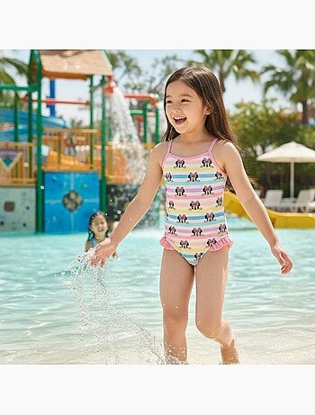 Disney - Fato de banho menina inteiro às riscas multicolor personagem