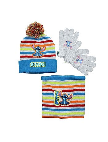 Disney - Gorro com pompom, luvas e gola coloridos