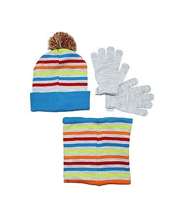 Disney - Gorro com pompom, luvas e gola coloridos