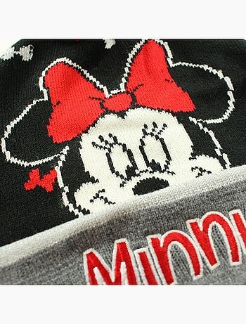 Disney - Gorro criança com pompom preto e vermelho personagem