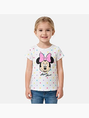 Disney - T-shirt criança manga curta branco com bolinhas personagem