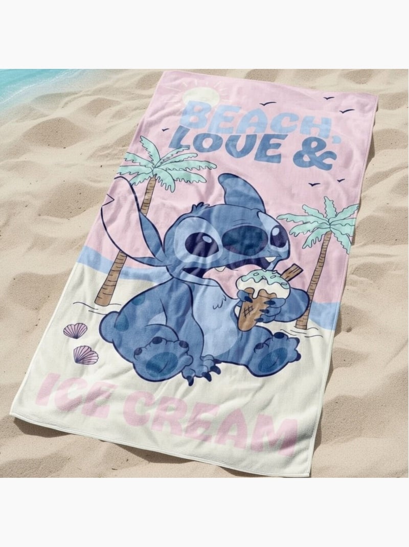 Disney - Toalha poliéster Lilo e Stitch Malva - Kiabi