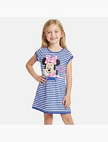 Disney - Vestido criança às riscas azul personagem