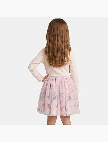 Disney - Vestido de manga comprida com tule e padrões