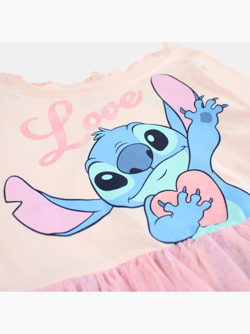 Disney - Vestido de manga comprida com tule e padrões Rosa - Kiabi