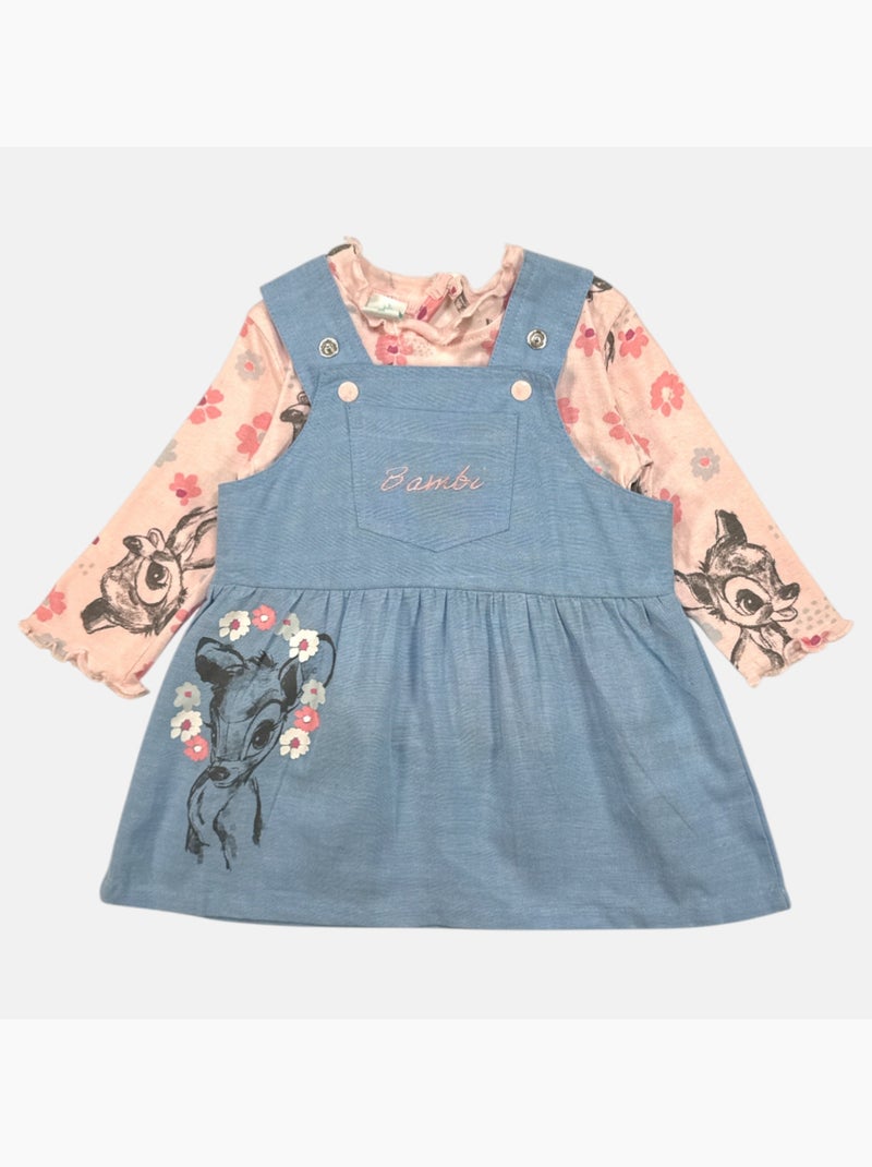 Disney - Vestido jardineira ganga com t-shirt de manga comprida Rosa - Kiabi