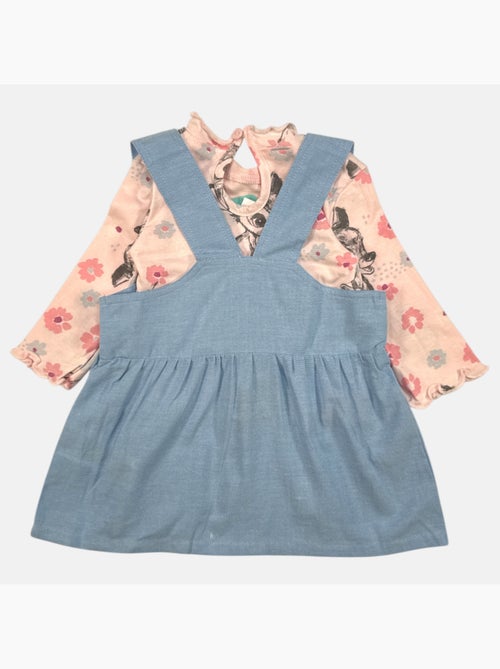Disney - Vestido jardineira ganga com t-shirt de manga comprida - Kiabi Disney - Vestido jardineira ganga com t-shirt de manga comprida - Kiabi