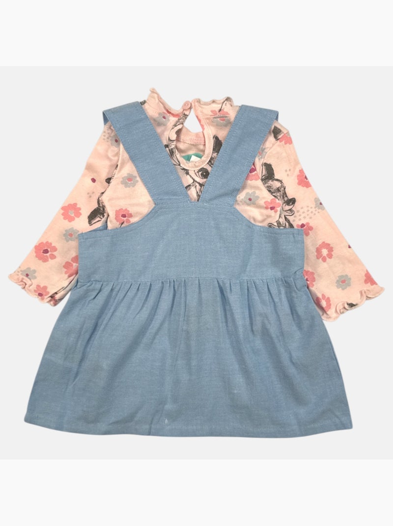 Disney - Vestido jardineira ganga com t-shirt de manga comprida Rosa - Kiabi