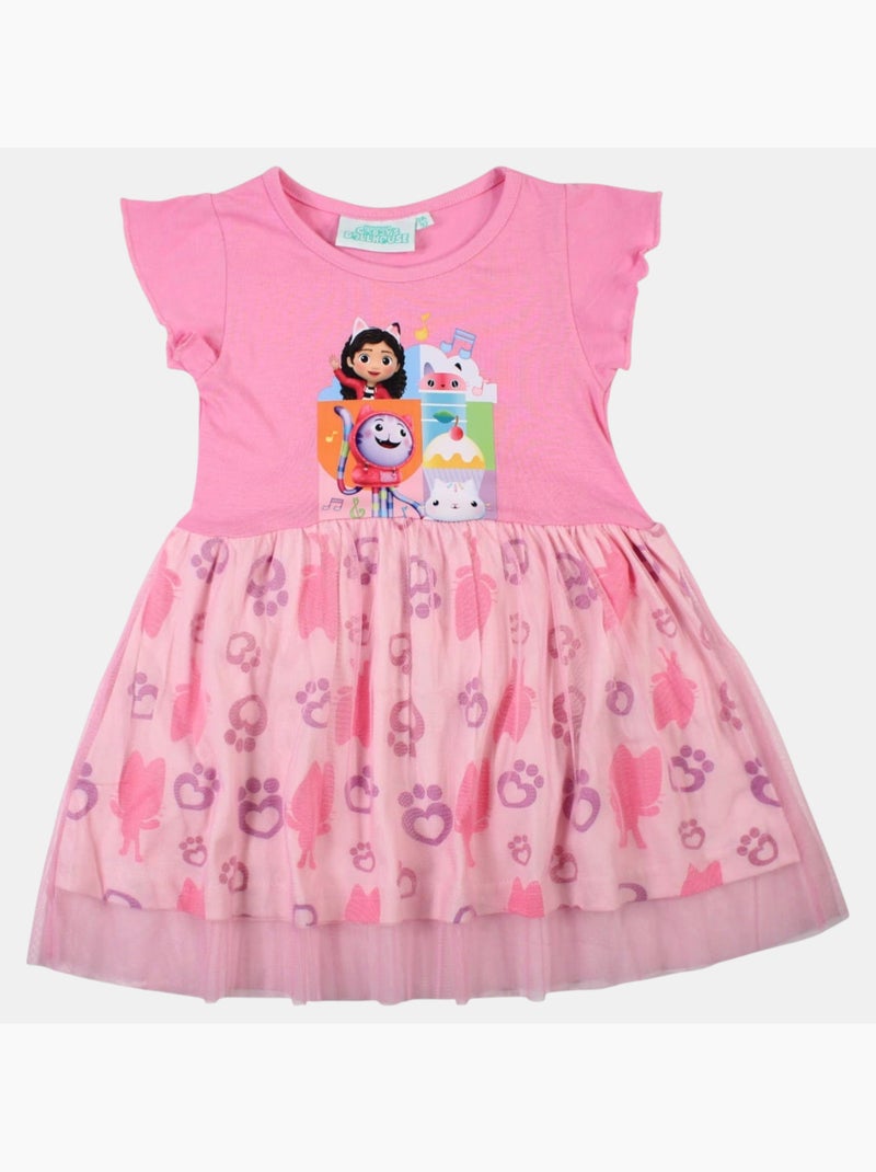 Disney - Vestido menina estampado com tule Rosa - Kiabi