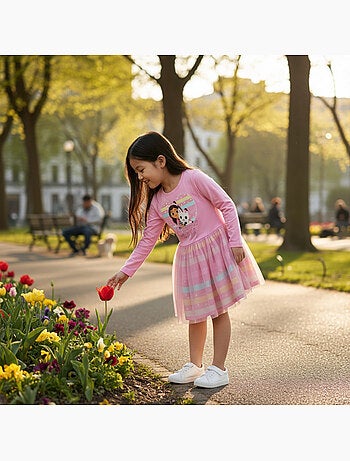 Disney - Vestido menina estampado manga comprida com tule