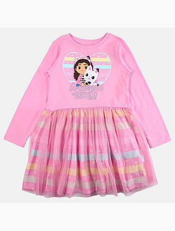 Disney - Vestido menina estampado manga comprida com tule