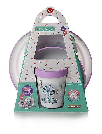 Disney baby lilo & stitch conjunto refei��es 3 pe�as antideslizante micro-ondas