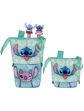 Disney Lilo e Stitch Aloha Estojo Cute + 2 Canetas de Gel Apagáveis, Azul