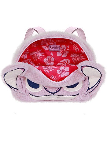 Disney Lilo e Stitch Angel Heart Mochila Plush Face, Rosa