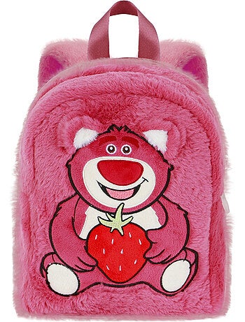 Disney Lotso, O Ursinho Fofo Strawberry Mochila Plush, Rosa