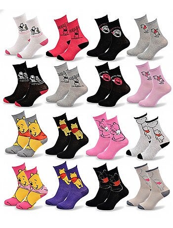 Disney – meias mulher licença winnie the pooh pack de 10 pares mix surpresa