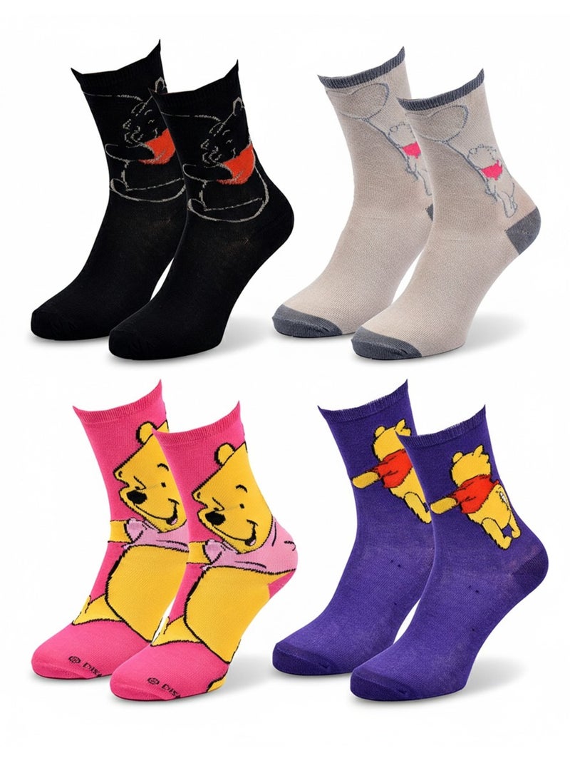 Disney – meias mulher licença winnie the pooh pack de 4 pares Preto Multicolorido Cinza - Kiabi