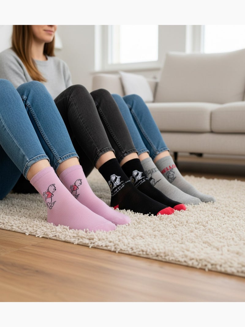 Disney – meias mulher licença winnie the pooh pack de 4 pares Preto Rosa Cinza - Kiabi