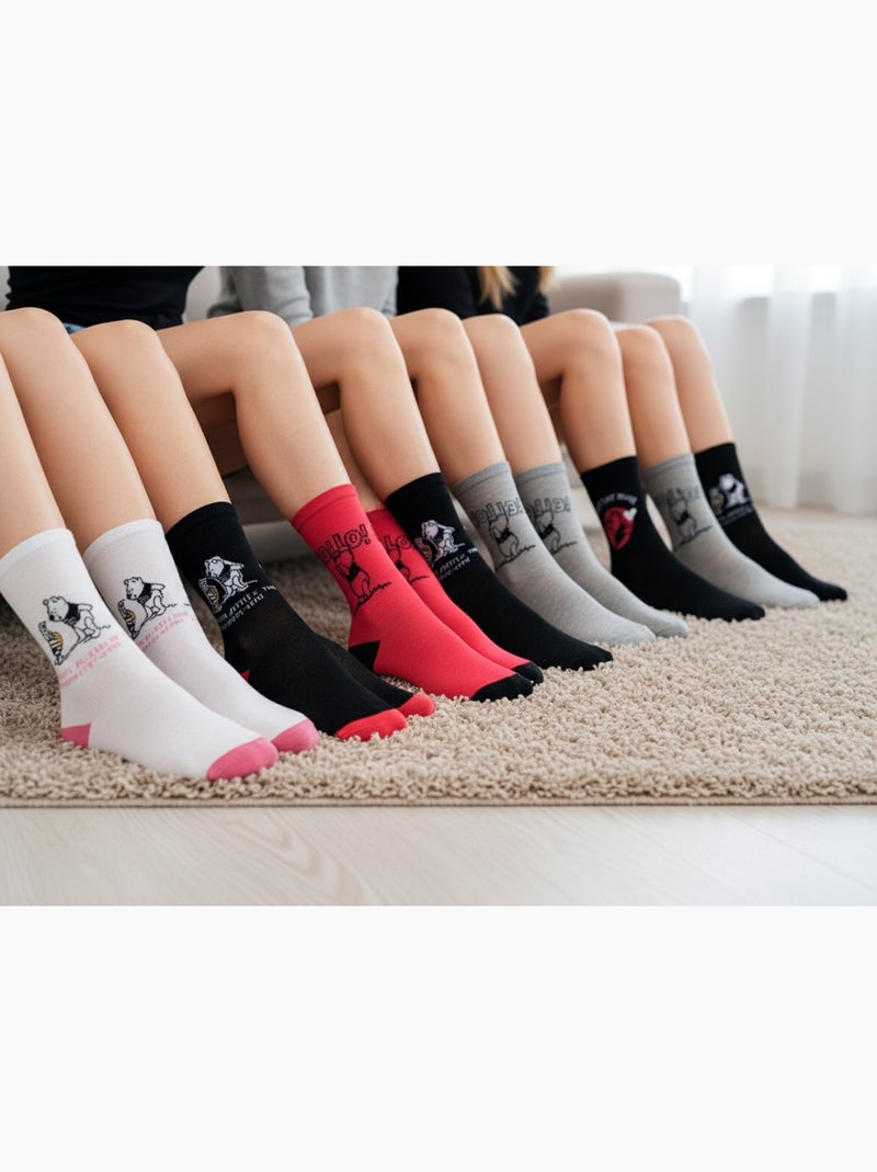 Disney – meias mulher licença winnie the pooh pack de 8 pares Cinza-rosa preto - Kiabi