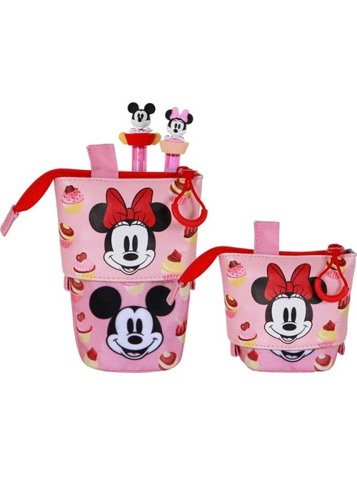 Disney minnie mouse muffin estojo cute + 2 canetas de gel apagáveis, rosa - Kiabi