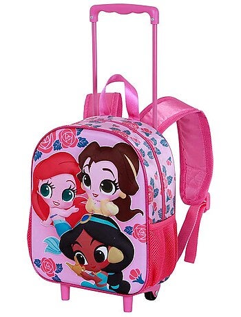 Disney Princesas Flowers Mochila 3D com Rodas Pequena, Rosa