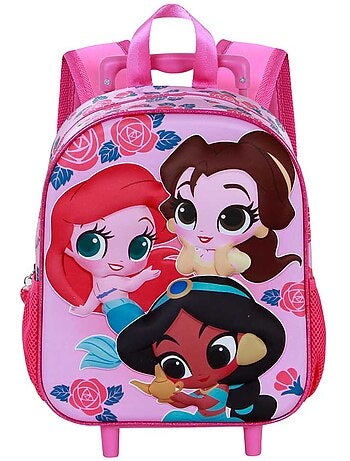 Disney Princesas Flowers Mochila 3D com Rodas Pequena, Rosa