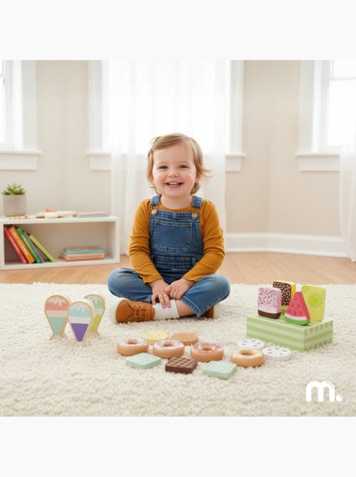 Doçaria madeira infantil expositor 19 pcs gelados donuts biscoitos mamabrum - Kiabi