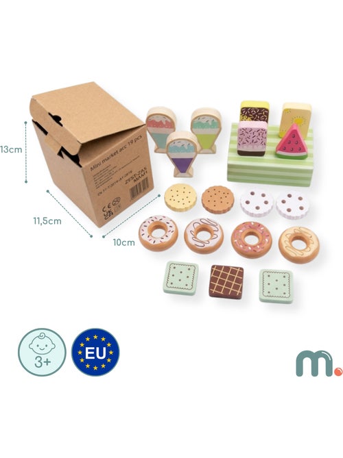 Doçaria madeira infantil expositor 19 pcs gelados donuts biscoitos mamabrum - Kiabi