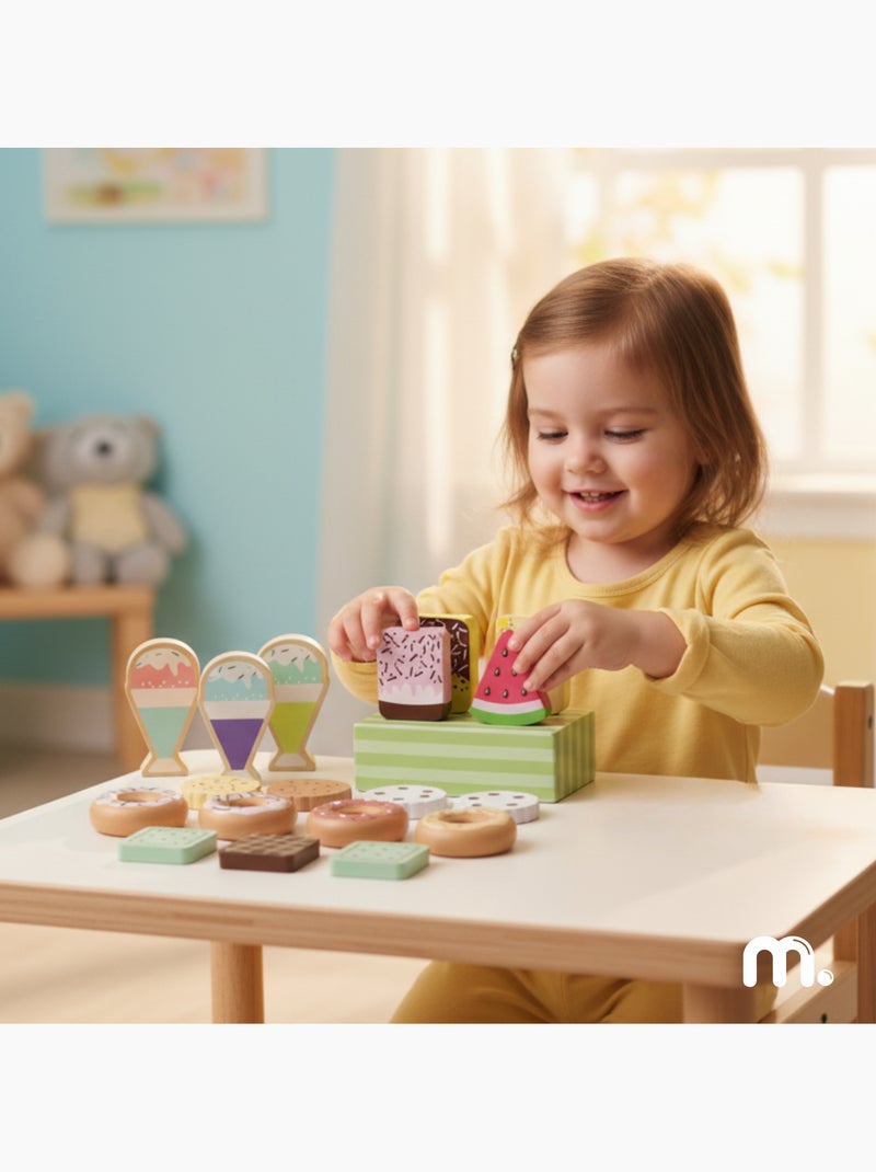 Doçaria madeira infantil expositor 19 pcs gelados donuts biscoitos mamabrum N/D - Kiabi