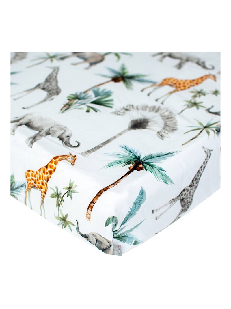 Drap-housse em cetim de algodão | sevira kids Verde-água - Kiabi