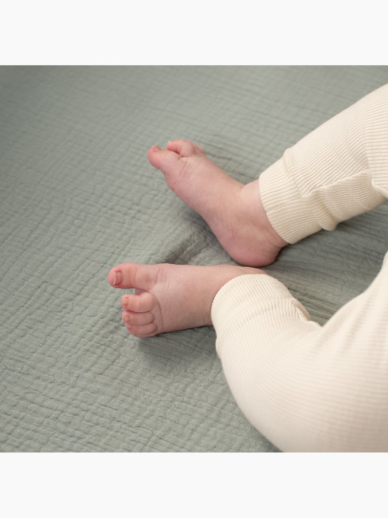 Drap-housse para berço em gaze de algodão | sevira kids Ecru - Kiabi