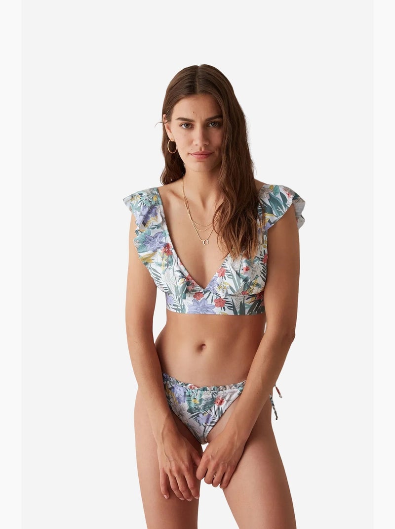 Dream garden parte inferior de biquíni super com estampa floral e babado penti Branco Verde - Kiabi