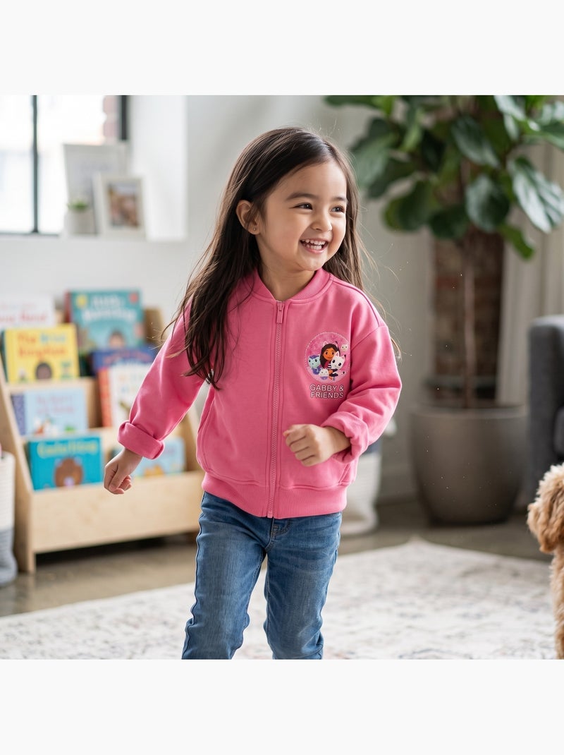 Dreamworks - casaco com fecho de correr estampado, com acabamentos em malha canelada Rosa - Kiabi