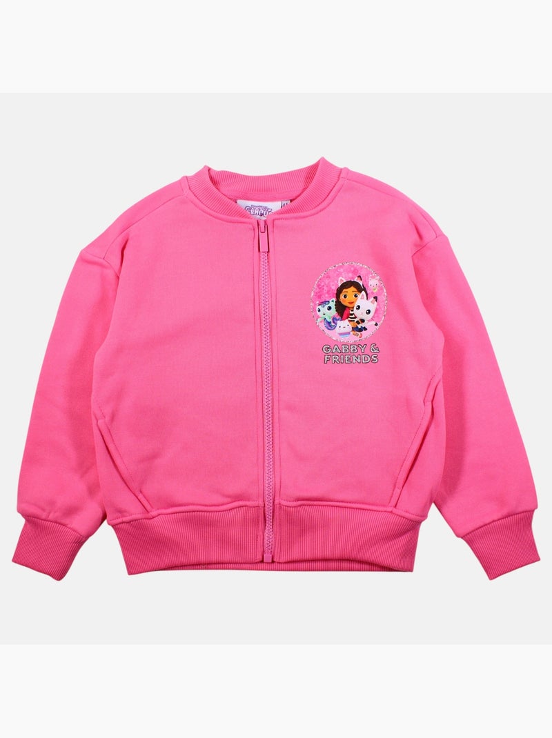 Dreamworks - casaco com fecho de correr estampado, com acabamentos em malha canelada Rosa - Kiabi
