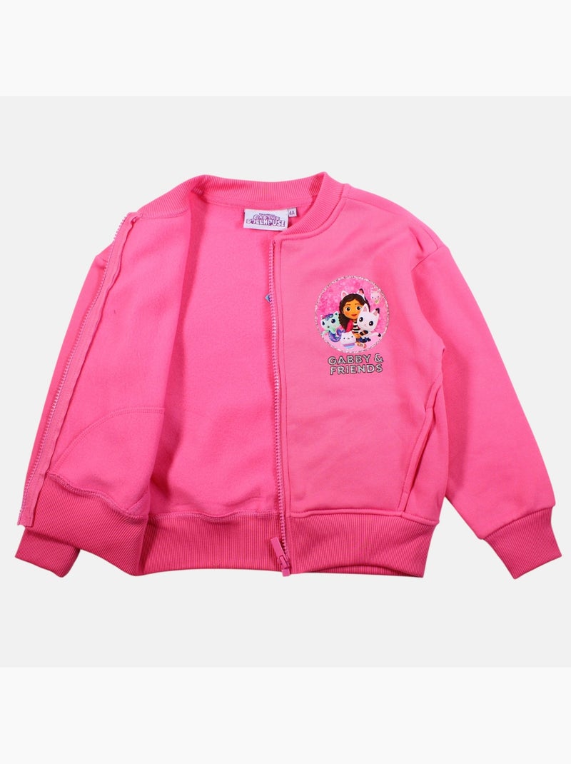 Dreamworks - casaco com fecho de correr estampado, com acabamentos em malha canelada Rosa - Kiabi