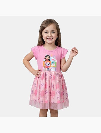 Dreamworks - vestido estampado de mangas curtas, saia de tule