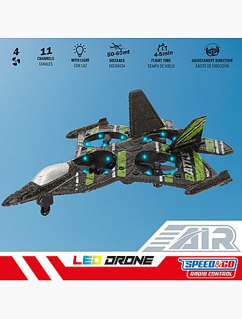 Drone de combate controlado remotamente de 25 cm com rotação de 360° e giroscópio speed & go