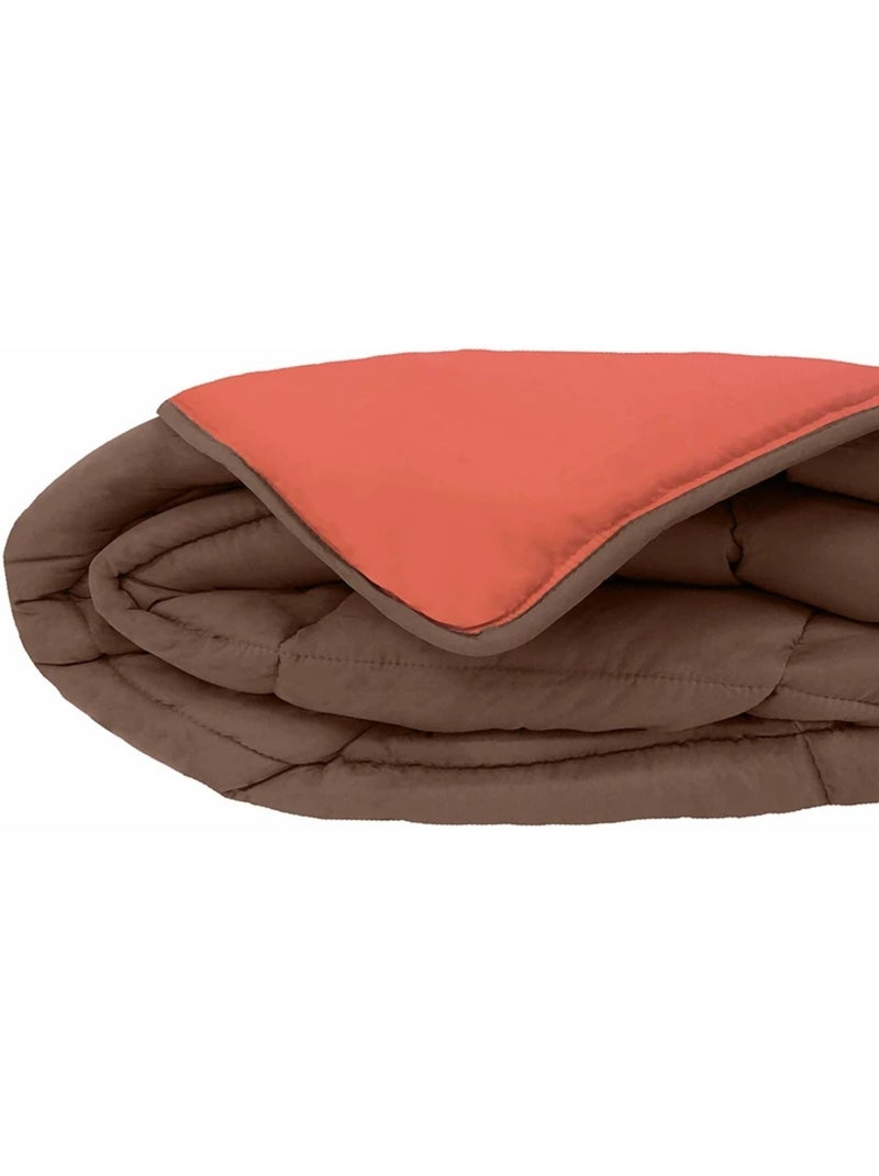 Edredão de microfibra bicolor quente 400 gr/m2 Laranja-coral - Kiabi