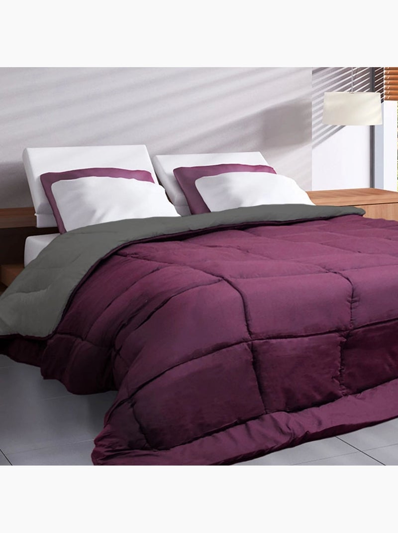 Edredão de microfibra bicolor quente 400 gr/m2 Roxo ameixa - Kiabi