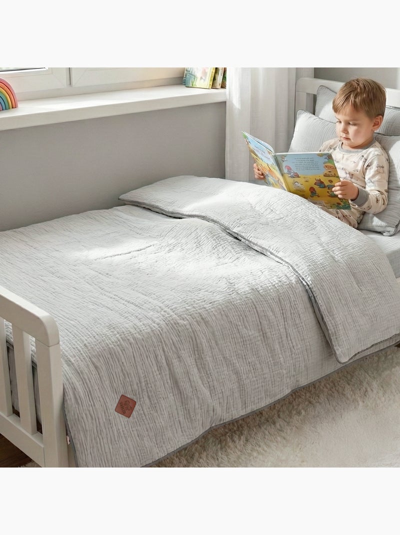 Edredão e almofada infantil em gaze de algodão | sevira kids Cinza - Kiabi