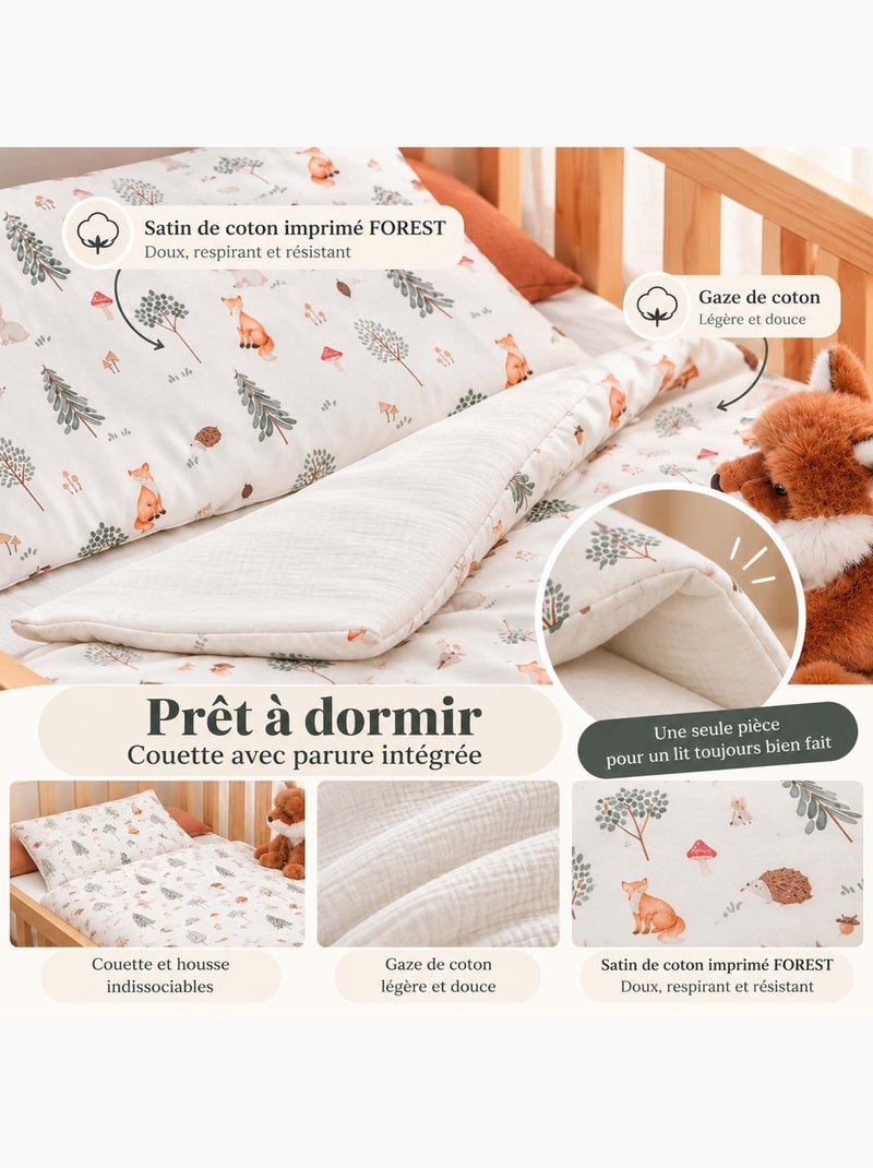 Edredão e almofada infantil reversível em gaze de algodão | sevira kids Ecru - Kiabi