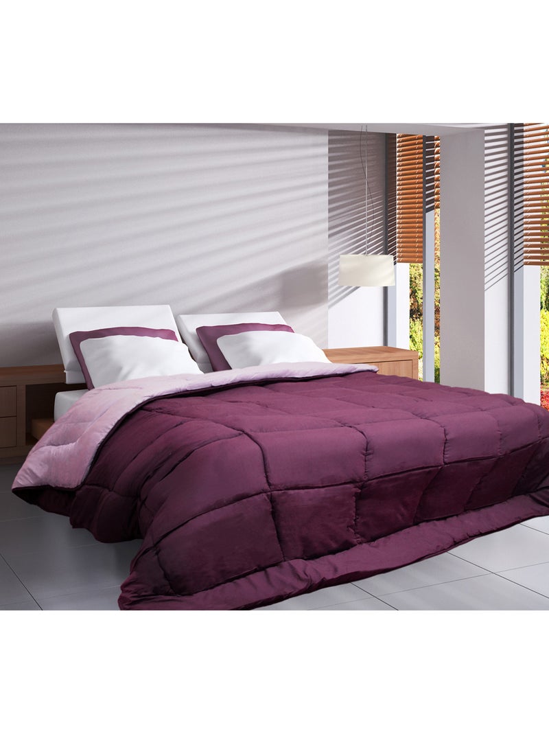 Edredão leve e reversível de dois tons em microfibra de 200 g/m² Roxo ameixa - Kiabi