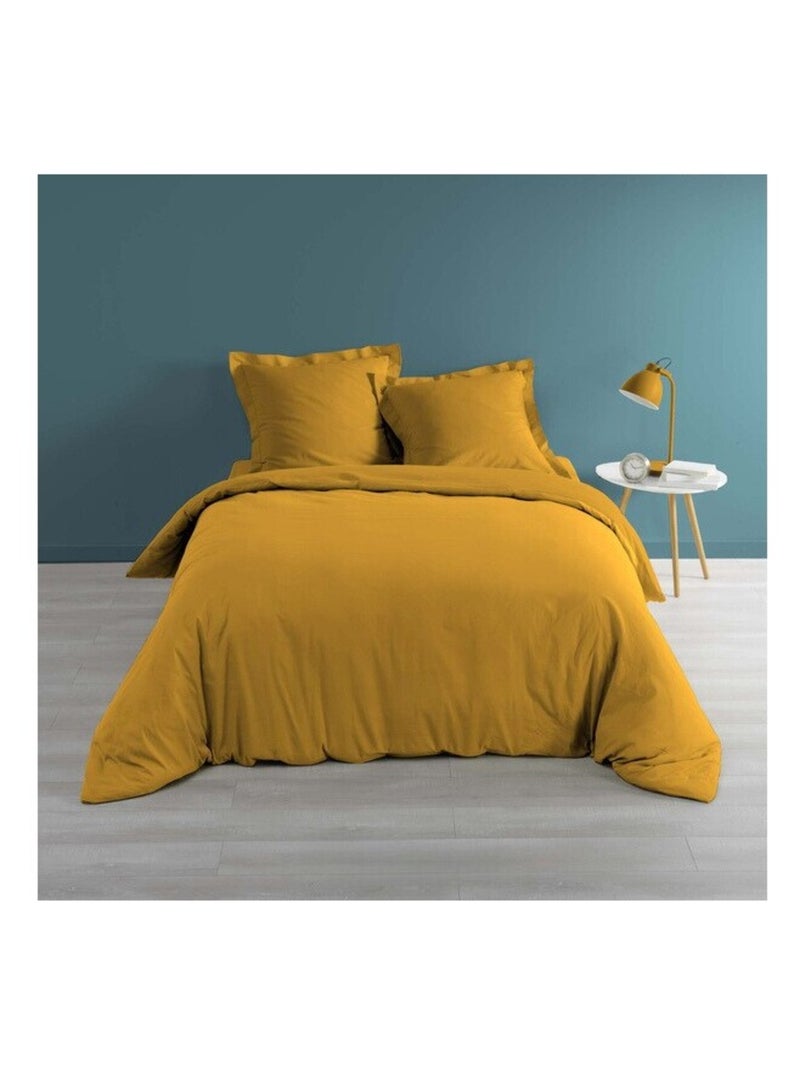 Edredão percal de algodão lia promo linge Amarelo-mostarda - Kiabi