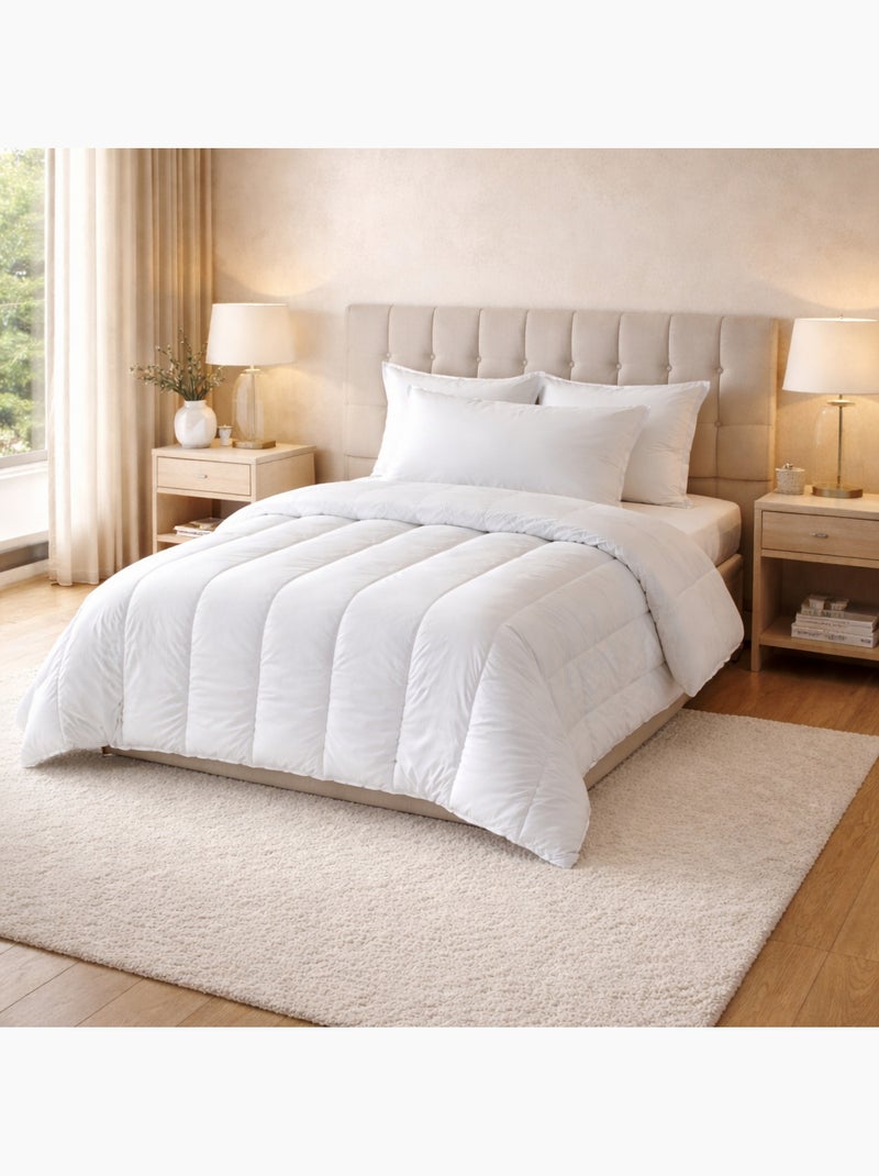 Edredão quente premium anti-ácaros + 1 conjunto de almofadas respiráveis Branco - Kiabi