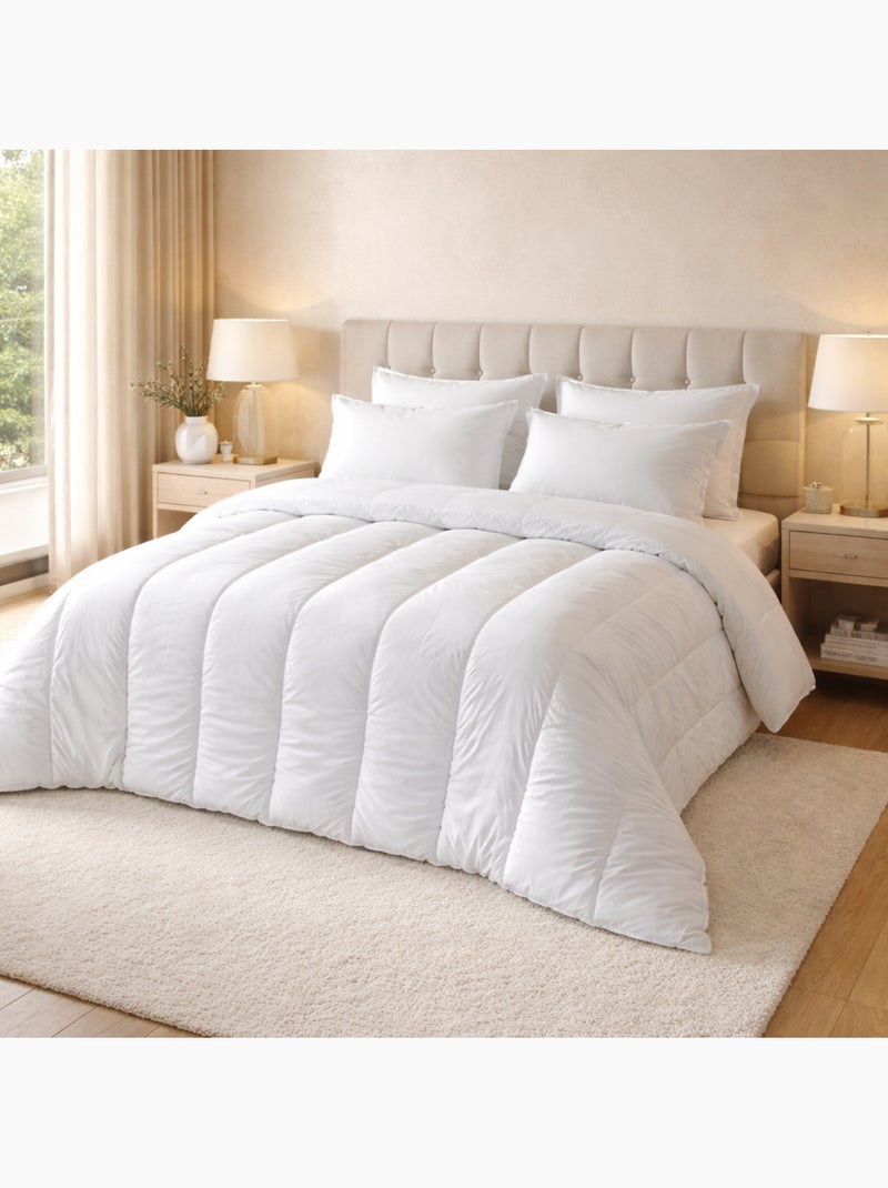 Edredão quente premium anti-ácaros + 2 almofadas respiráveis Branco - Kiabi