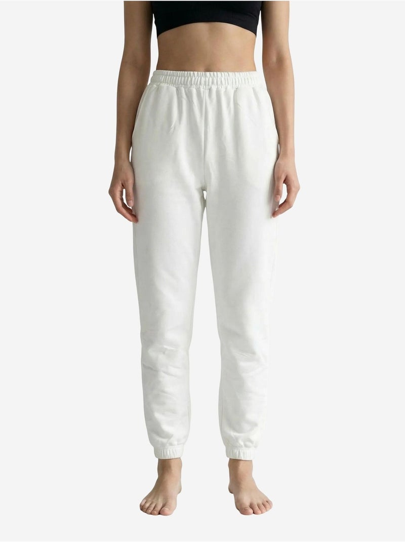 Elastic waist solid jogger sweatpants my fashion Branco - Kiabi