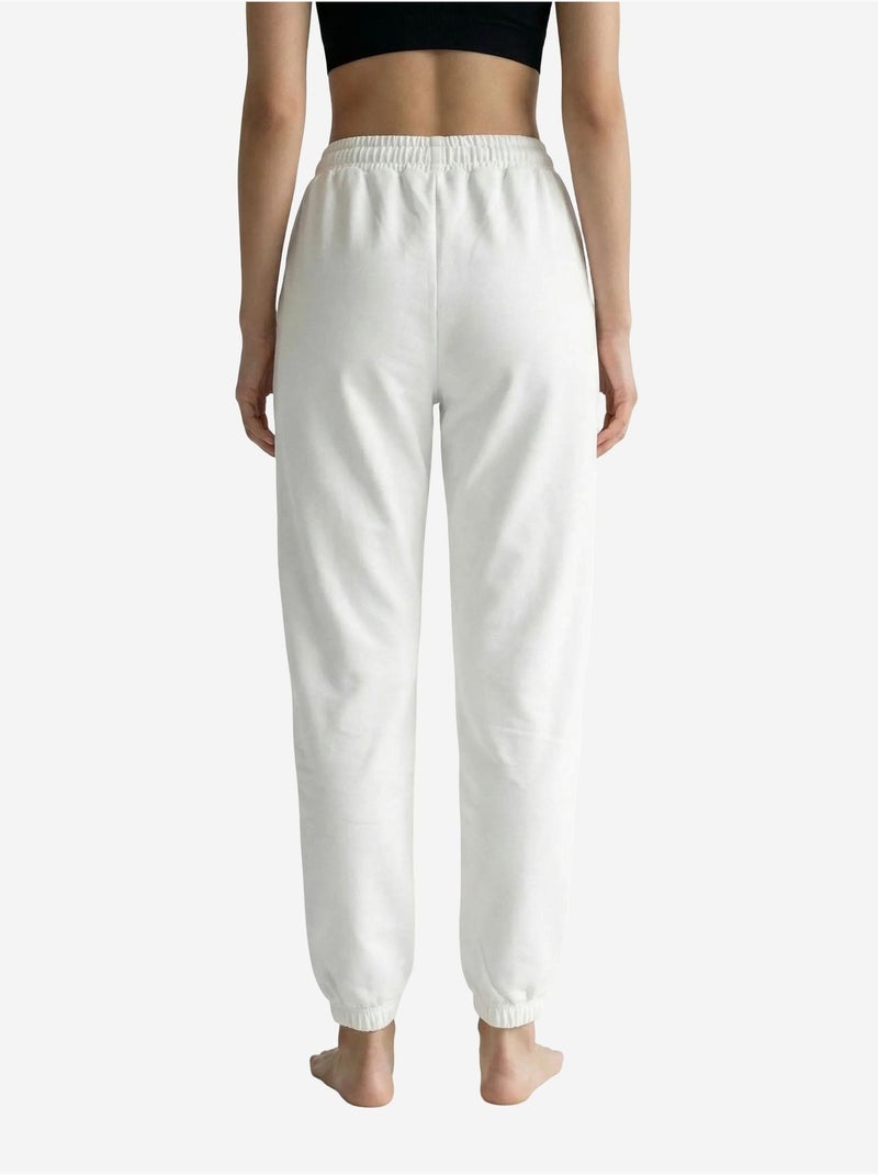 Elastic waist solid jogger sweatpants my fashion Branco - Kiabi