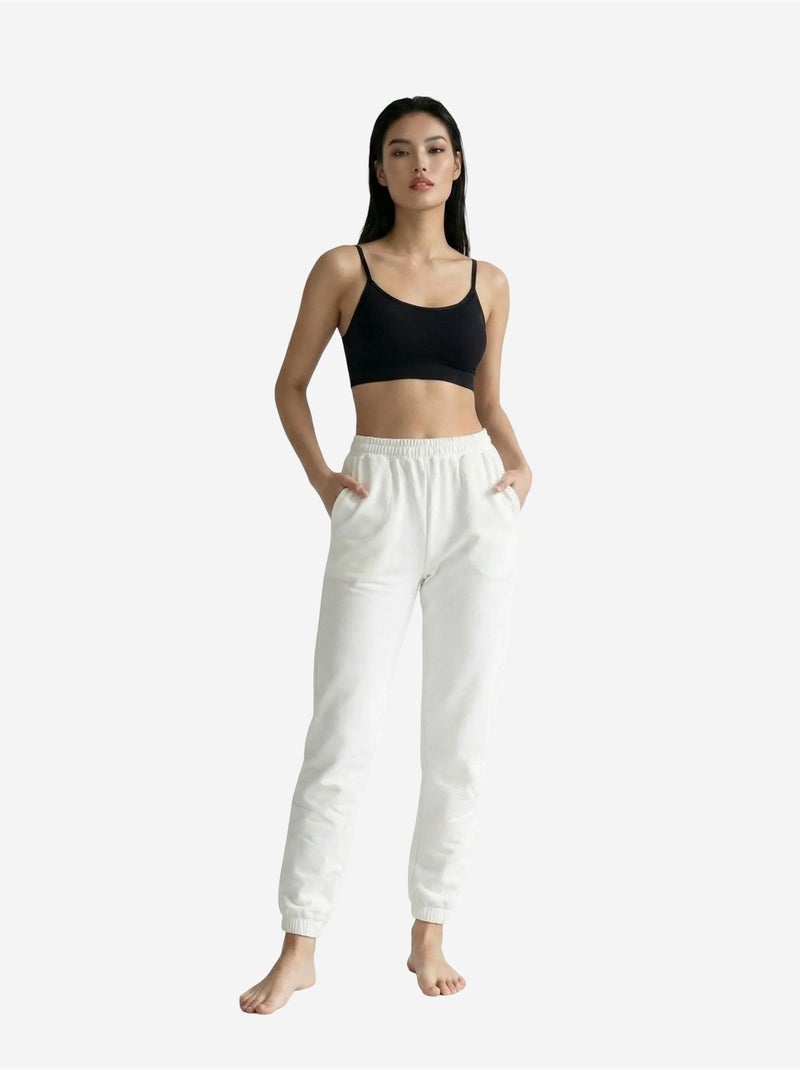 Elastic waist solid jogger sweatpants my fashion Branco - Kiabi