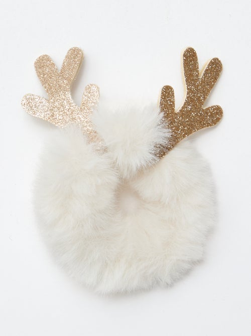 Elástico de cabelo em malha pelúcia com chifres de rena - Kiabi